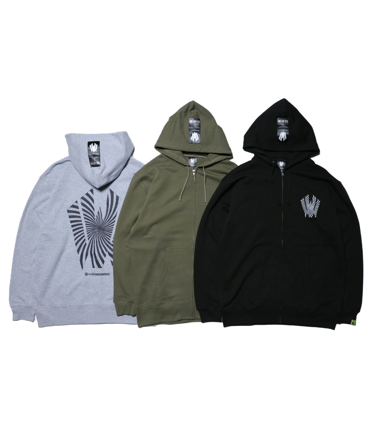 画像1: 【W】Warp logo zip hoodie (1)