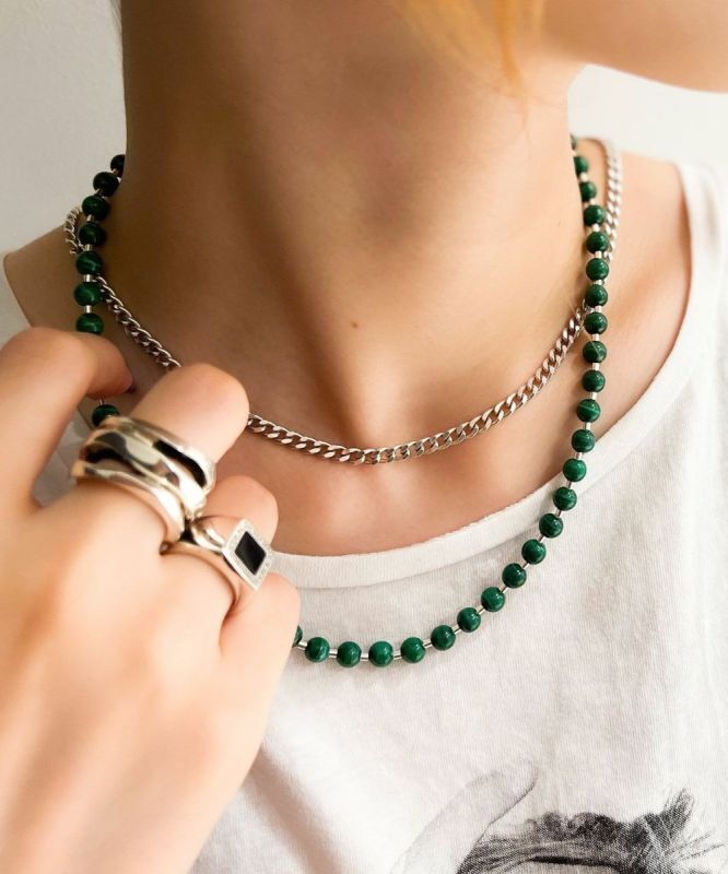 GARNI】/ Stone Ball Chain Necklace - V-STORE [VIRGO ONLINE STORE]